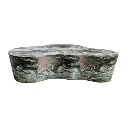 Modern Gray Stone Coffee Table with Marble Veneer Concrete Finish