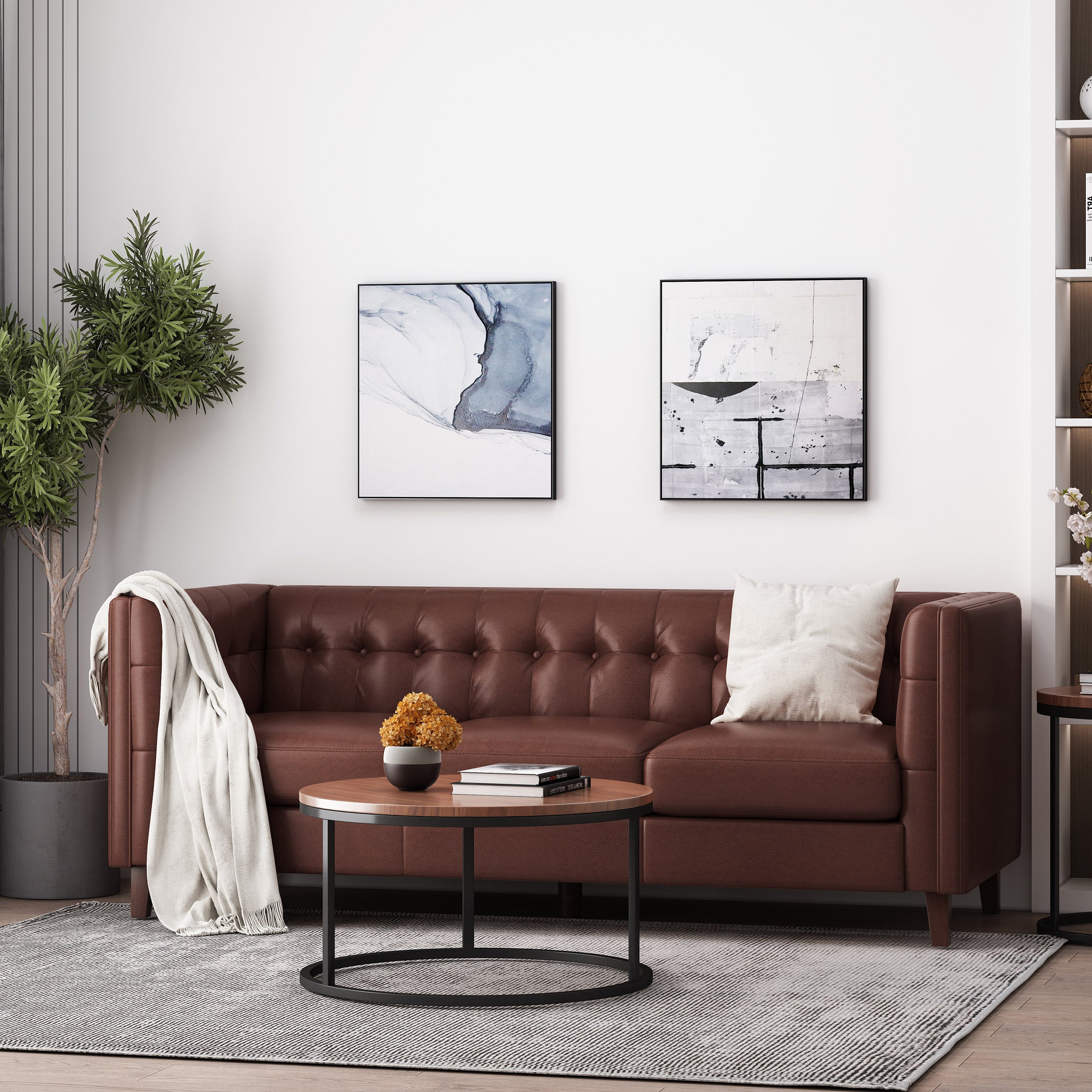 Mirod Comfy 3-seat Sofa with Tufted Back , Modern for Living Room