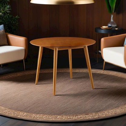 Stylish Round Dining Table in Acorn Finish for Compact Dining Spaces