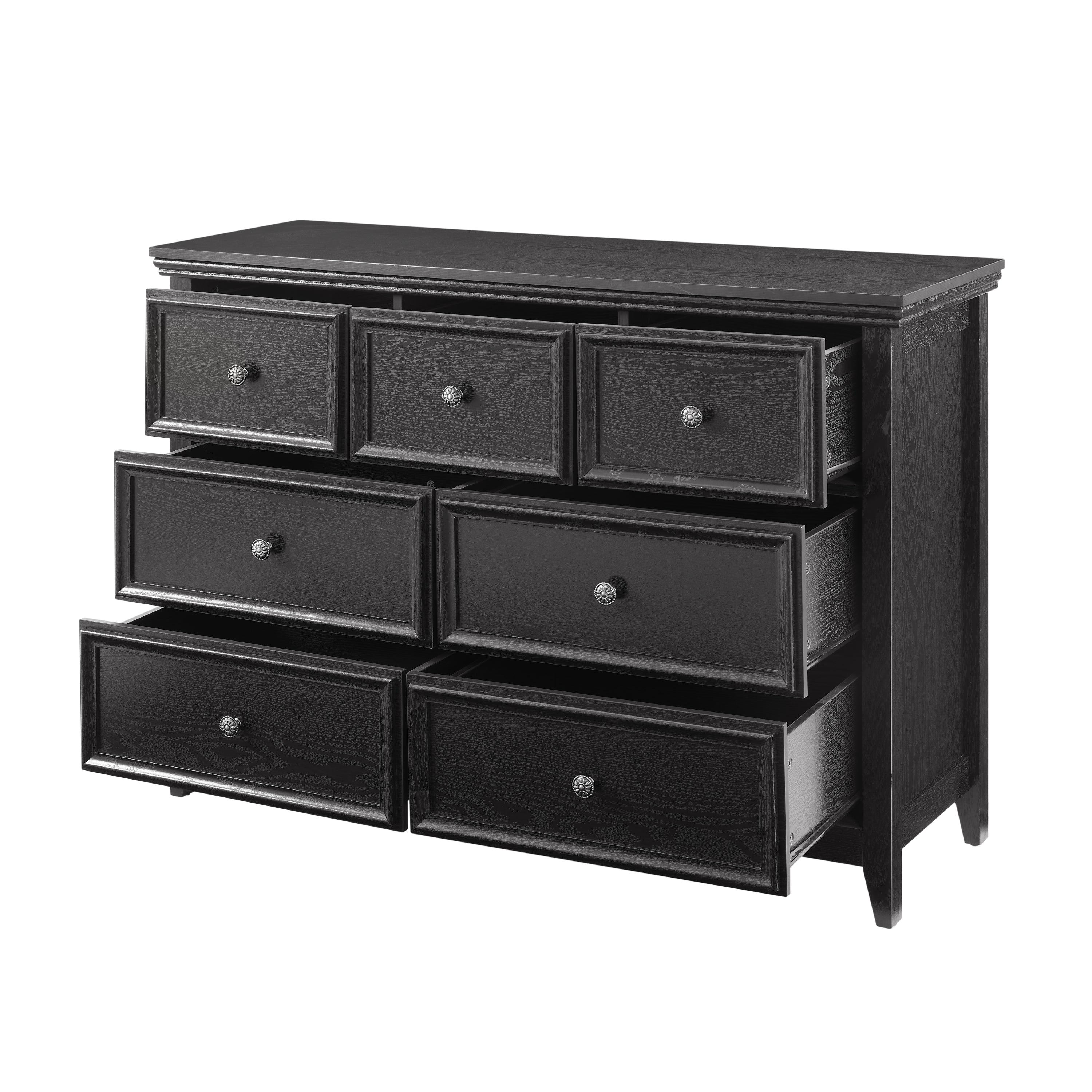 Modern 7 Drawers Dresser 7 Drawers Cabinet,Chest of Drawers Closet Organizers and Storage Clothes Storage Drawers Cabinet for Living Room, Farmhouse Dresser Organizer Black