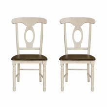 Two-Tone Wooden Dining Chairs with Distressed Finish, Set of 2