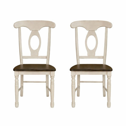 Two-Tone Wooden Dining Chairs with Distressed Finish, Set of 2