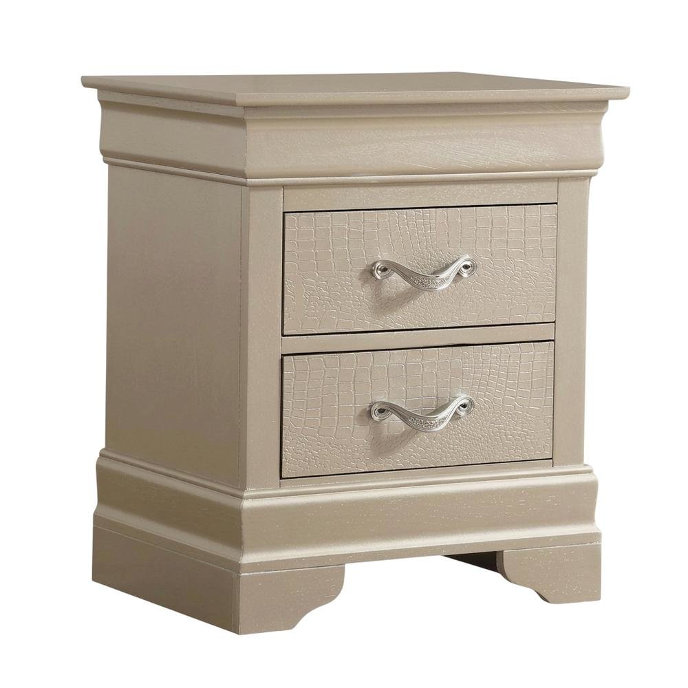 Champagne Nightstand with Dovetailed Drawers and Transitional Style