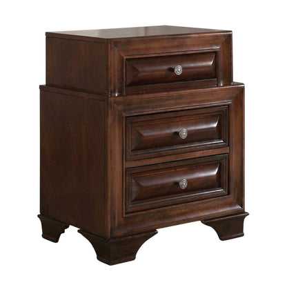 Transitional Cappuccino Nightstand with Dovetailed Drawers and Metal Glides