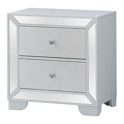 White Bedroom Nightstand with Dovetailed Drawers and Contemporary Style