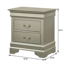 Silver Champagne Nightstand with Traditional Design and Sturdy Construction