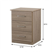 Sandle Wood Nightstand with 3 Drawers and Contemporary Design