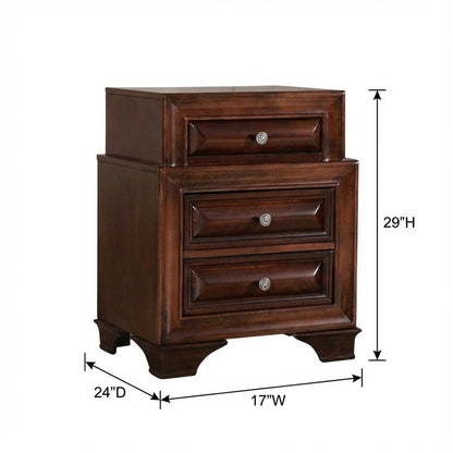 Transitional Cappuccino Nightstand with Dovetailed Drawers and Metal Glides
