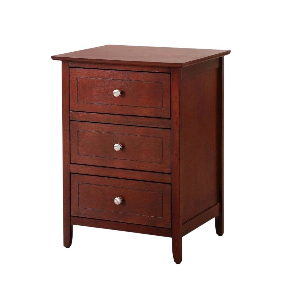 Cherry 3-Drawer Nightstand with Transitional Style and Durable Construction