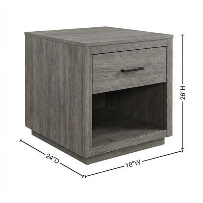 Casual Champagne Nightstand with Dovetailed Drawers and Metal Glides