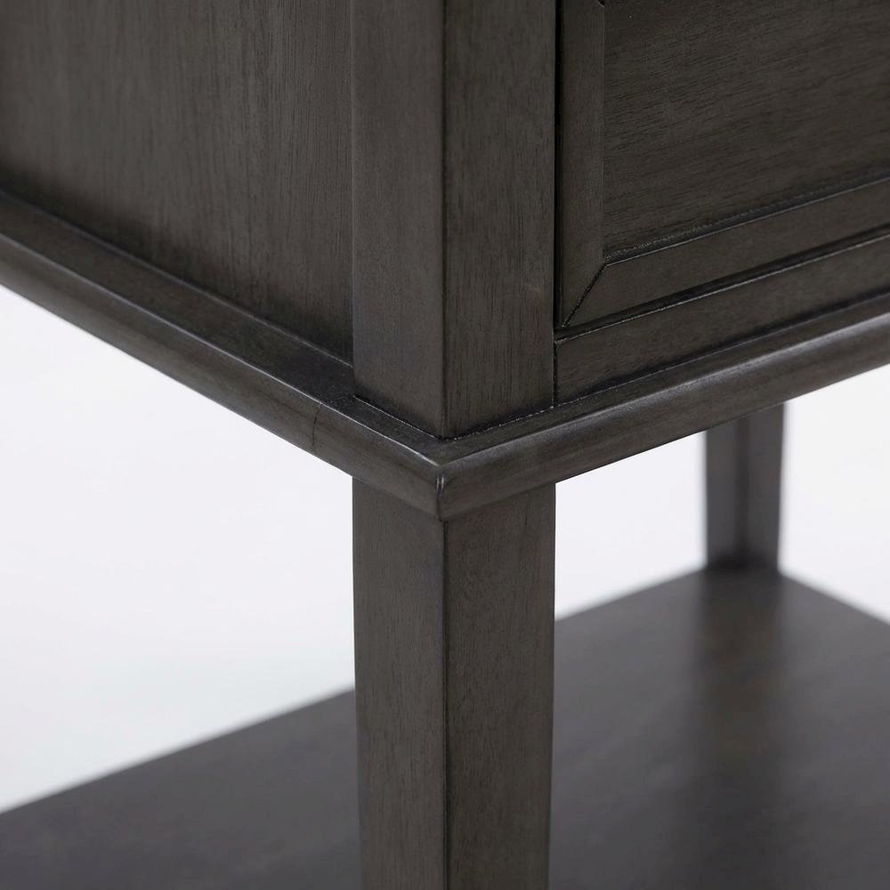 Gray Nightstand with Contemporary Style, Dovetailed Drawers, and Metal Glides