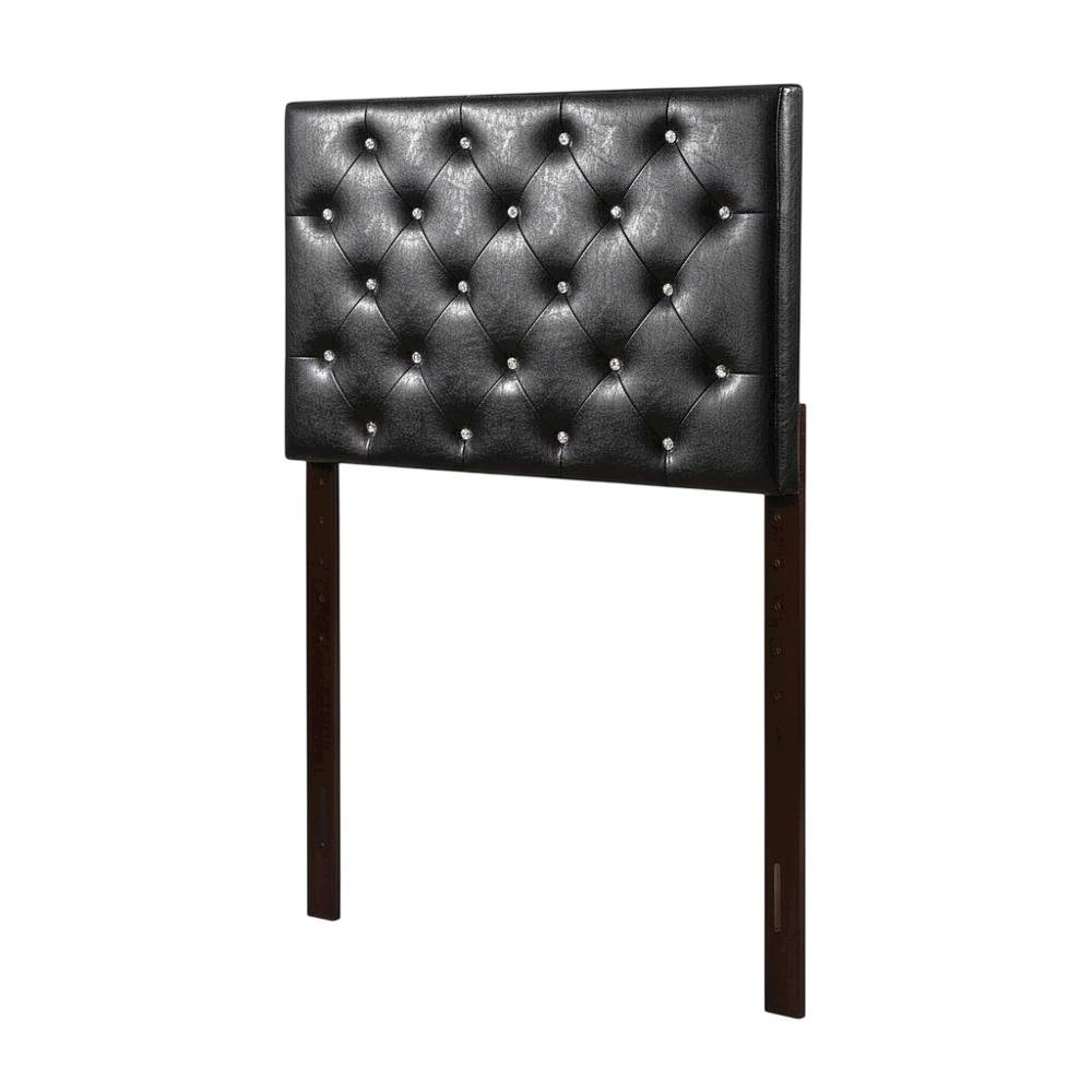 Black Twin Headboard with Casual Frame Construction and Screwed Bolted Design