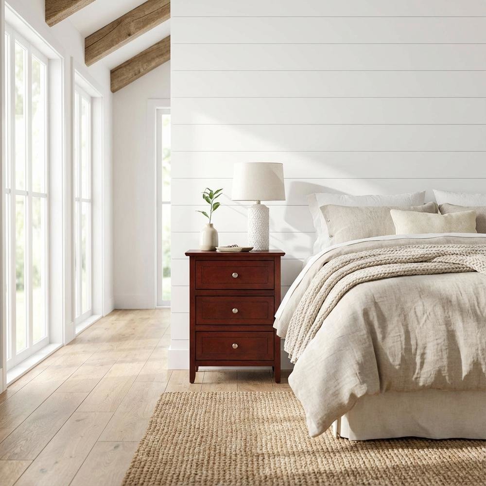 Cherry 3-Drawer Nightstand with Transitional Style and Durable Construction