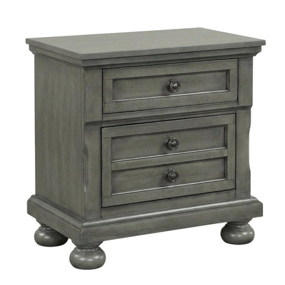 Contemporary Gray Nightstand with Dovetailed Drawers and Metal Glides