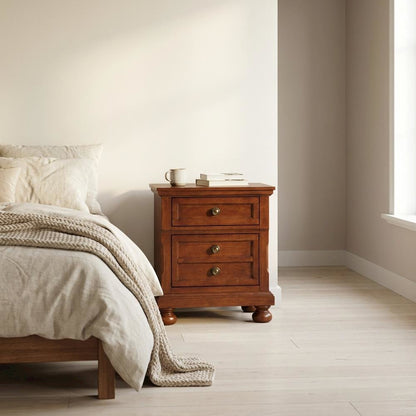 Contemporary Cherry Nightstand with Dovetailed Drawers and Metal Glides
