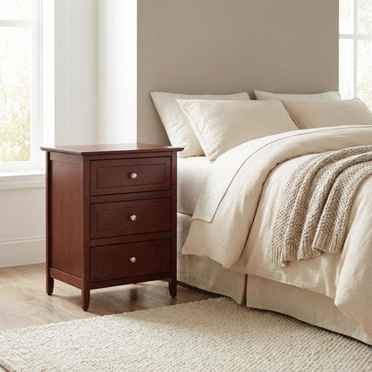 Cherry 3-Drawer Nightstand with Transitional Style and Durable Construction