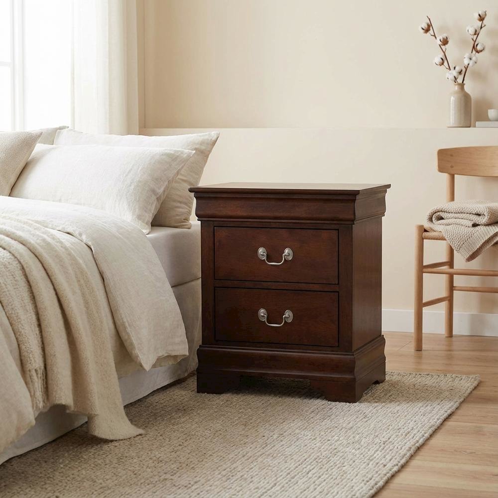 Cappuccino Nightstand with Traditional Style and Sturdy Build