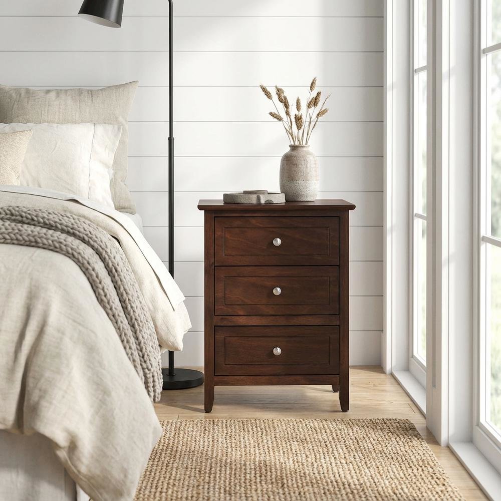 Cappuccino Nightstand with Dovetailed Drawers and Metal Glides