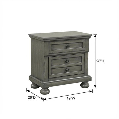 Contemporary Gray Nightstand with Dovetailed Drawers and Metal Glides