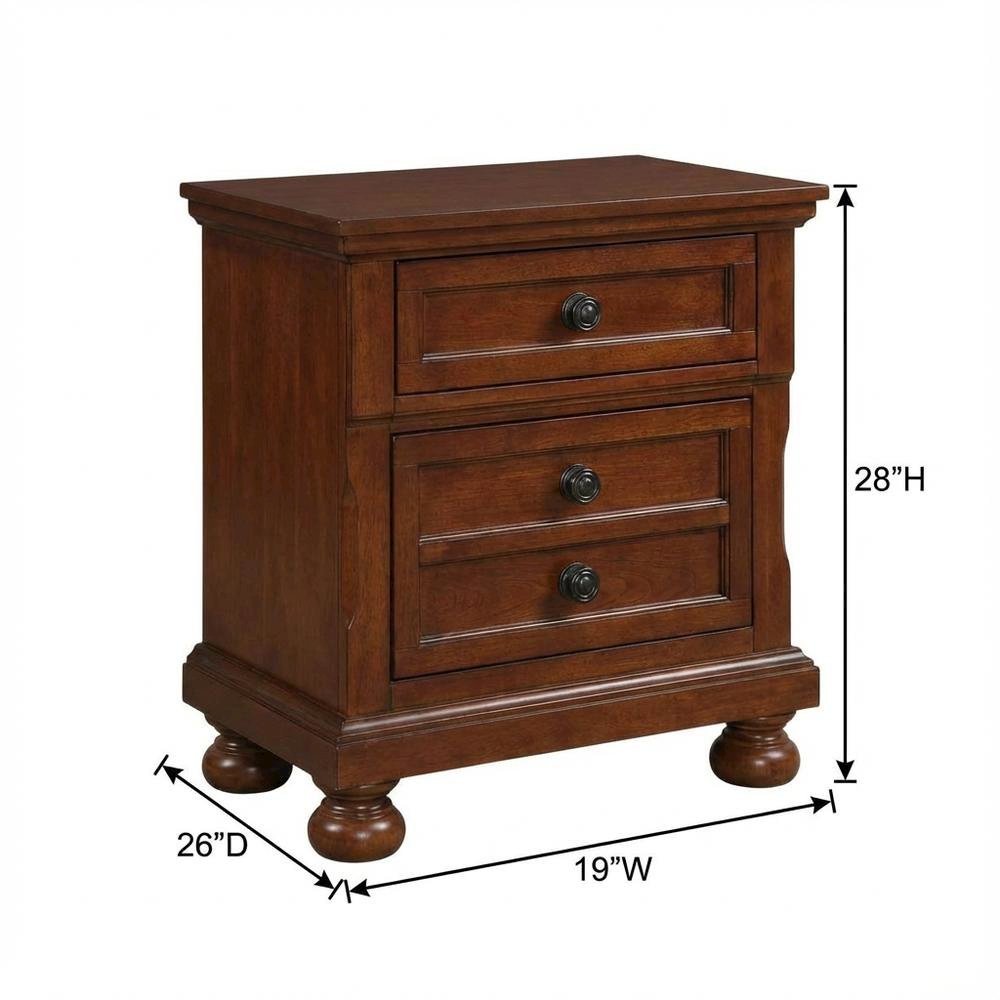 Contemporary Cherry Nightstand with Dovetailed Drawers and Metal Glides