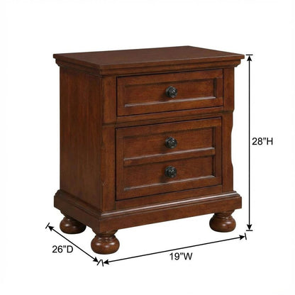 Contemporary Cherry Nightstand with Dovetailed Drawers and Metal Glides