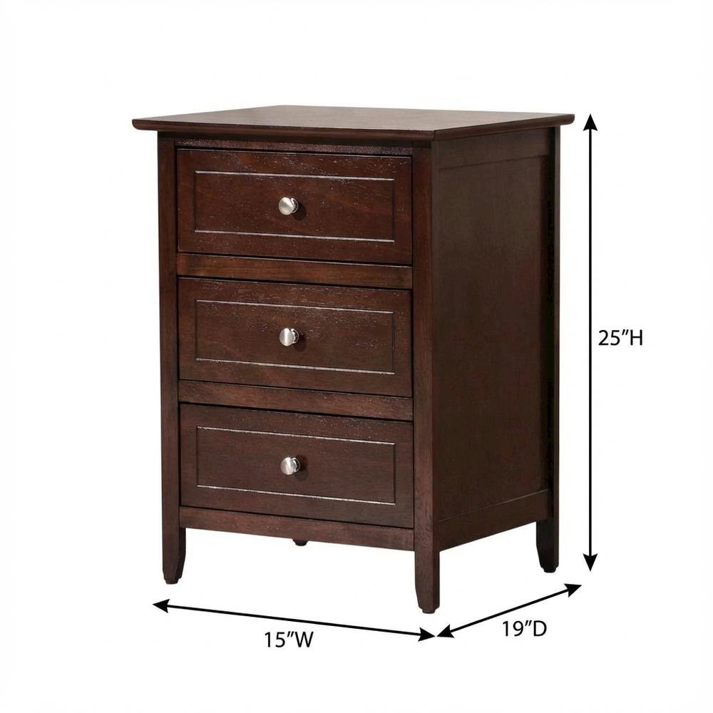 Cappuccino Nightstand with Dovetailed Drawers and Metal Glides