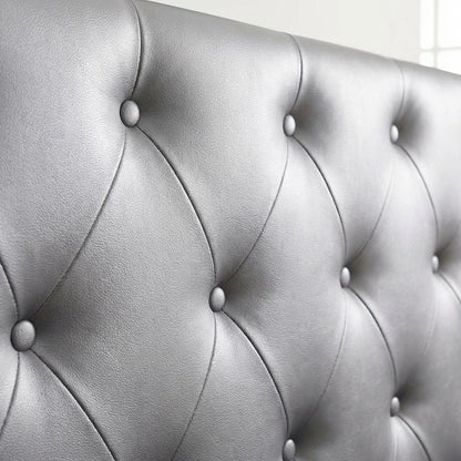 Light Gray Full Headboard with Casual Design and Sturdy Frame Construction