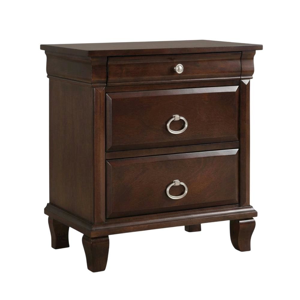 Cappuccino Nightstand with Dovetailed Drawers and Transitional Style
