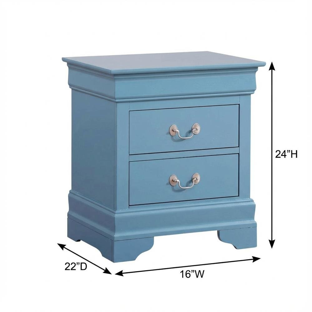 Blue Nightstand with Traditional Style and Sturdy Construction