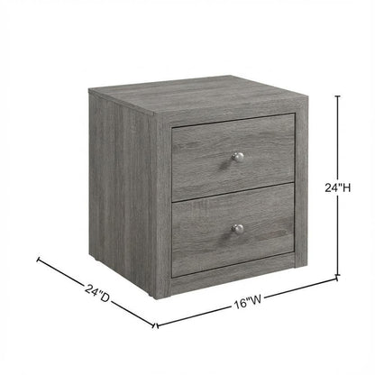 Champagne-Colored Nightstand, Dovetailed Drawer, Metal Glides, for Bedroom Style