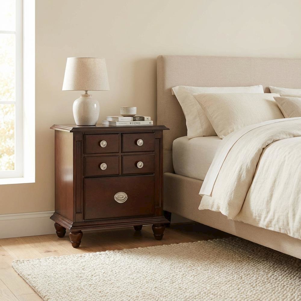 Cappuccino Nightstand with Dovetailed Drawers and Traditional Style