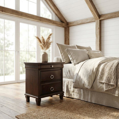 Cappuccino Nightstand with Dovetailed Drawers and Transitional Style