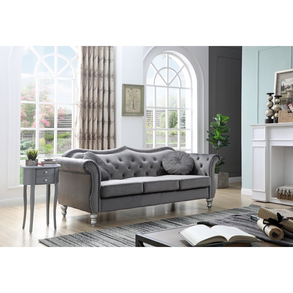 Glory Furniture Hollywood Sofa in Dark Gray Color