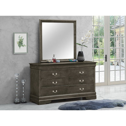 Glory Furniture Louis Phillipe Mirror in Gray Color