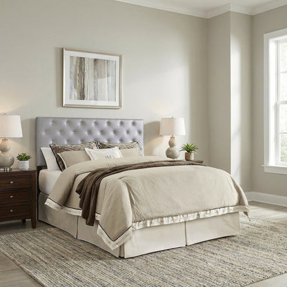 Light Gray King Headboard with Sturdy Frame Construction and Casual Design