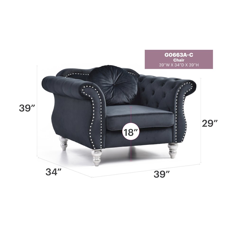 Glory Furniture Hollywood Accent Chair in Black Color