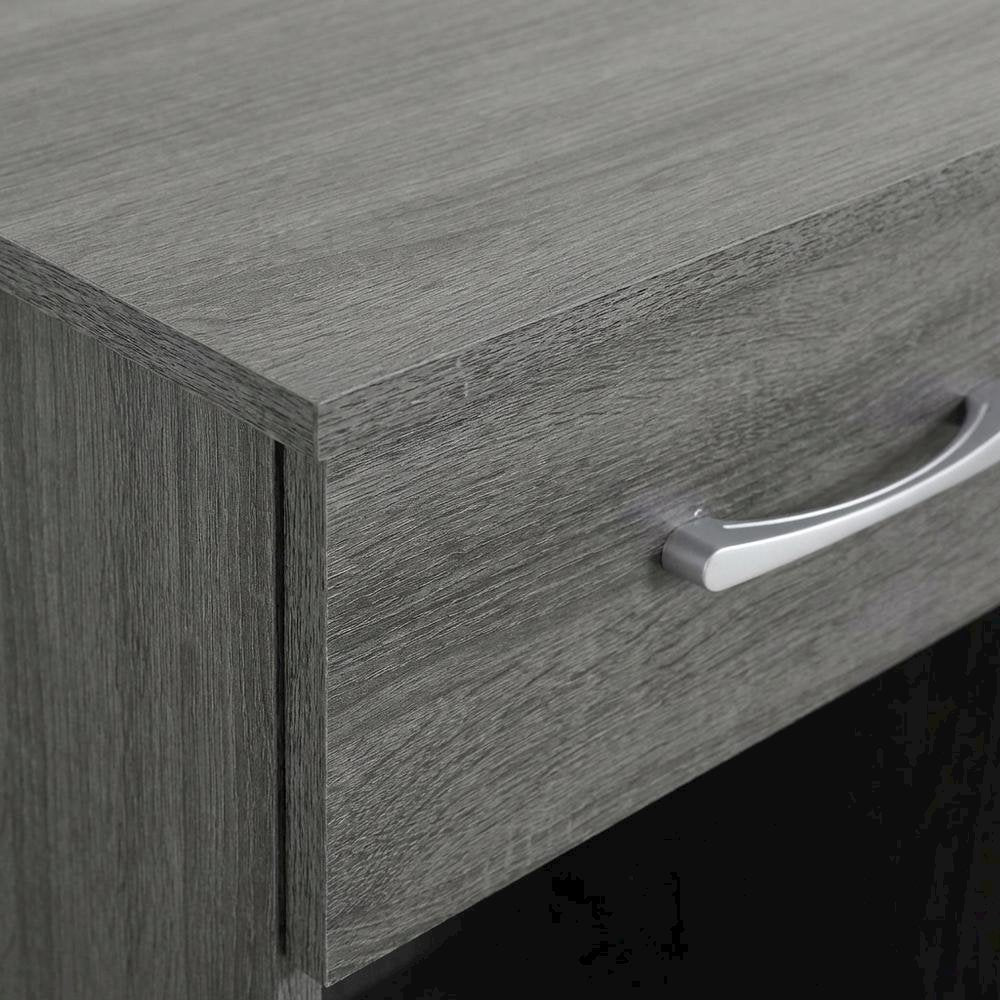 Gray Bedroom Nightstand with Casual Style and Metal Drawer Glides