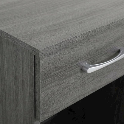 Gray Bedroom Nightstand with Casual Style and Metal Drawer Glides