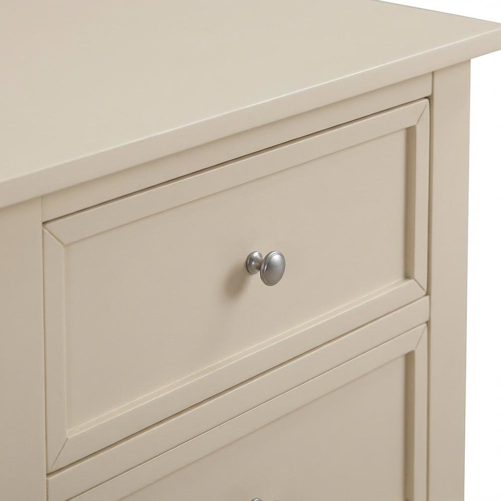 Beige Nightstand with Dovetailed Drawers and Contemporary Style