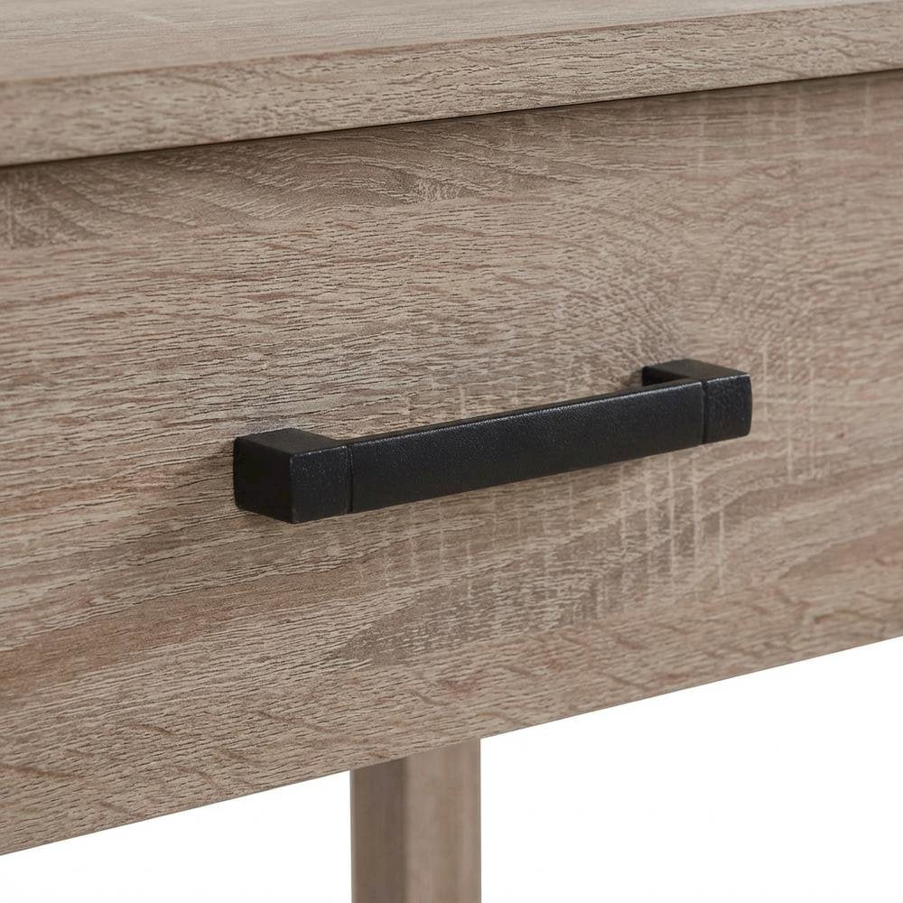 Sandal Wood Nightstand with Contemporary Style and Metal Drawer Glides