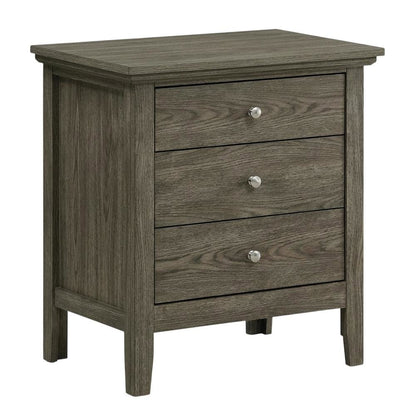 Smoked Gray Nightstand with 3 Drawers and Casual Style
