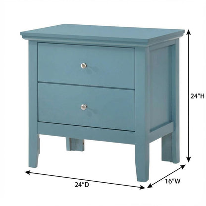 Teal Nightstand with Dovetailed Drawers and Transitional Style