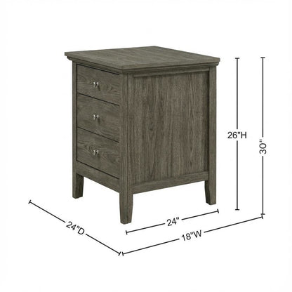 Smoked Gray Nightstand with 3 Drawers and Casual Style