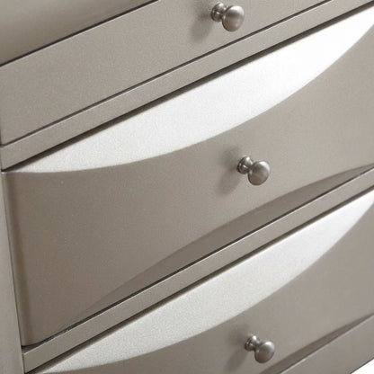 Contemporary Champagne Nightstand with Dovetailed Drawers and Metal Glides