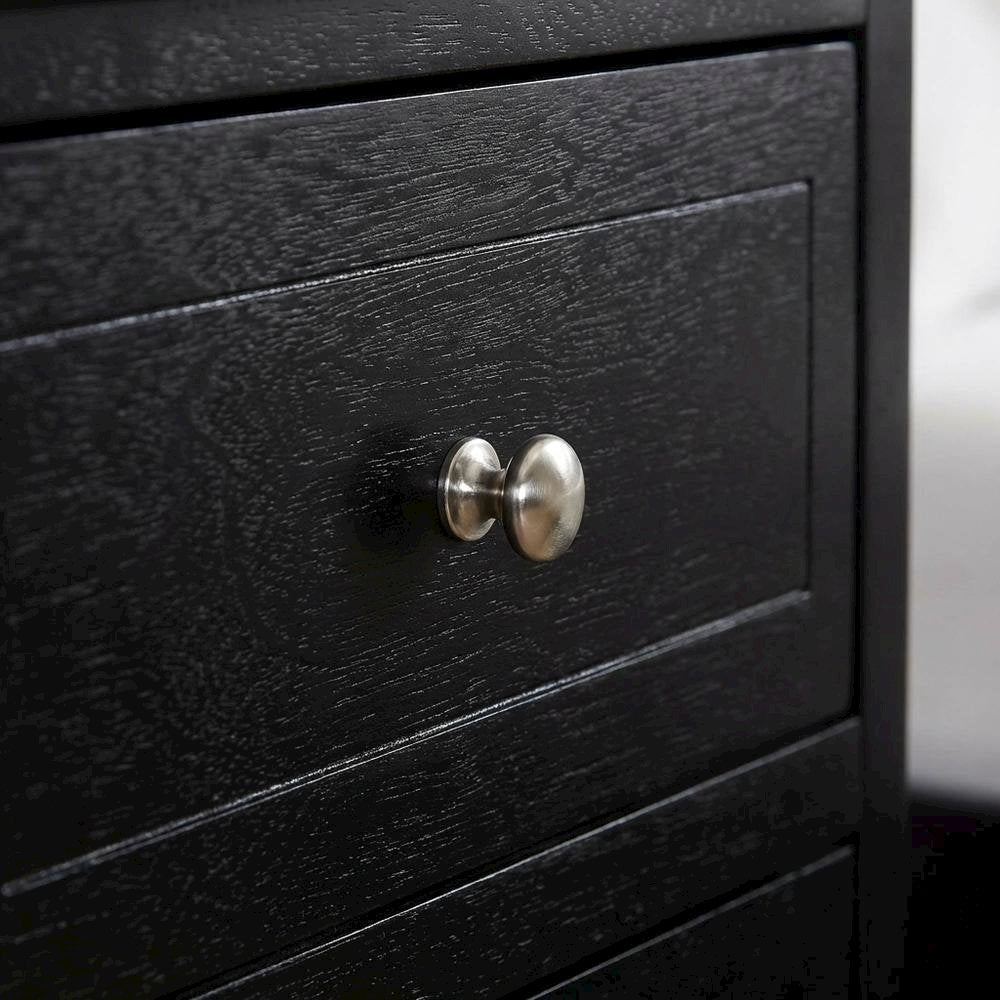 Black Bedroom Nightstand with Dovetailed Drawer and Transitional Style