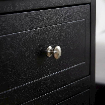 Black Bedroom Nightstand with Dovetailed Drawer and Transitional Style