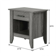 Gray Nightstand with Contemporary Style, Rta Drawer Construction, Metal Glides