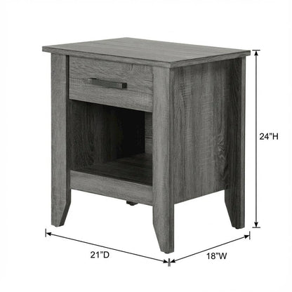 Gray Nightstand with Contemporary Style, Rta Drawer Construction, Metal Glides