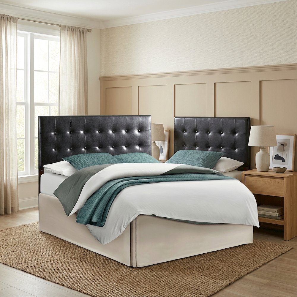 Black King Headboard with Casual Style Frame Construction and Bolted Design
