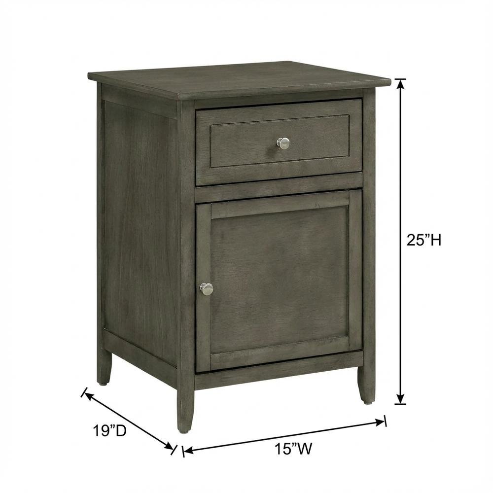 Gray Bedroom Nightstand with Dovetailed Drawer and Transitional Style